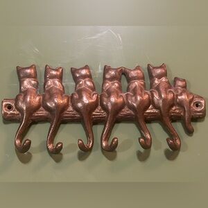 Vintage SPI Home Brass Seven Cat Wall Key Hook